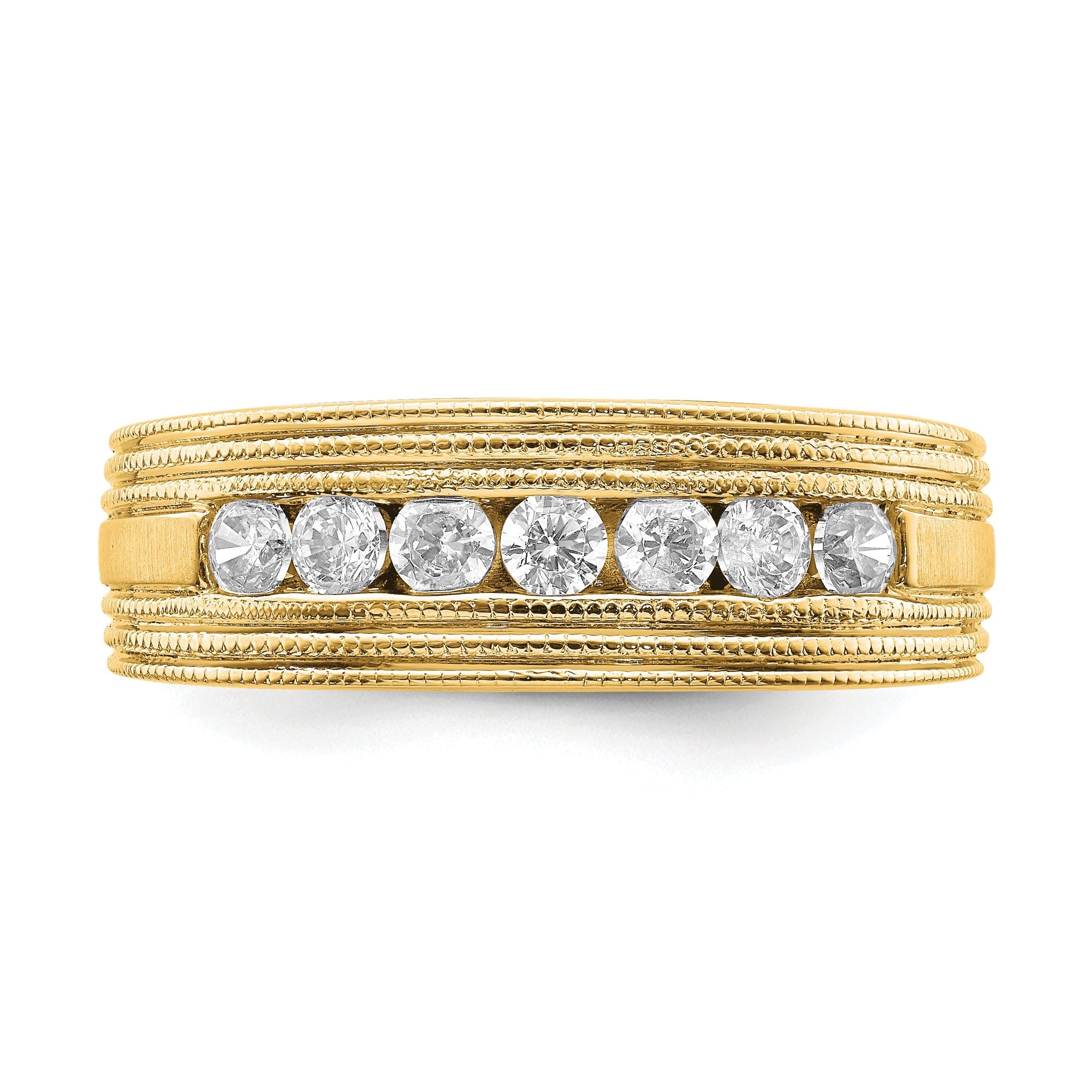 14k 5/8 carat Lab Grown Diamond VS/SI+ G+ Seven Stone Complete Men's Ring