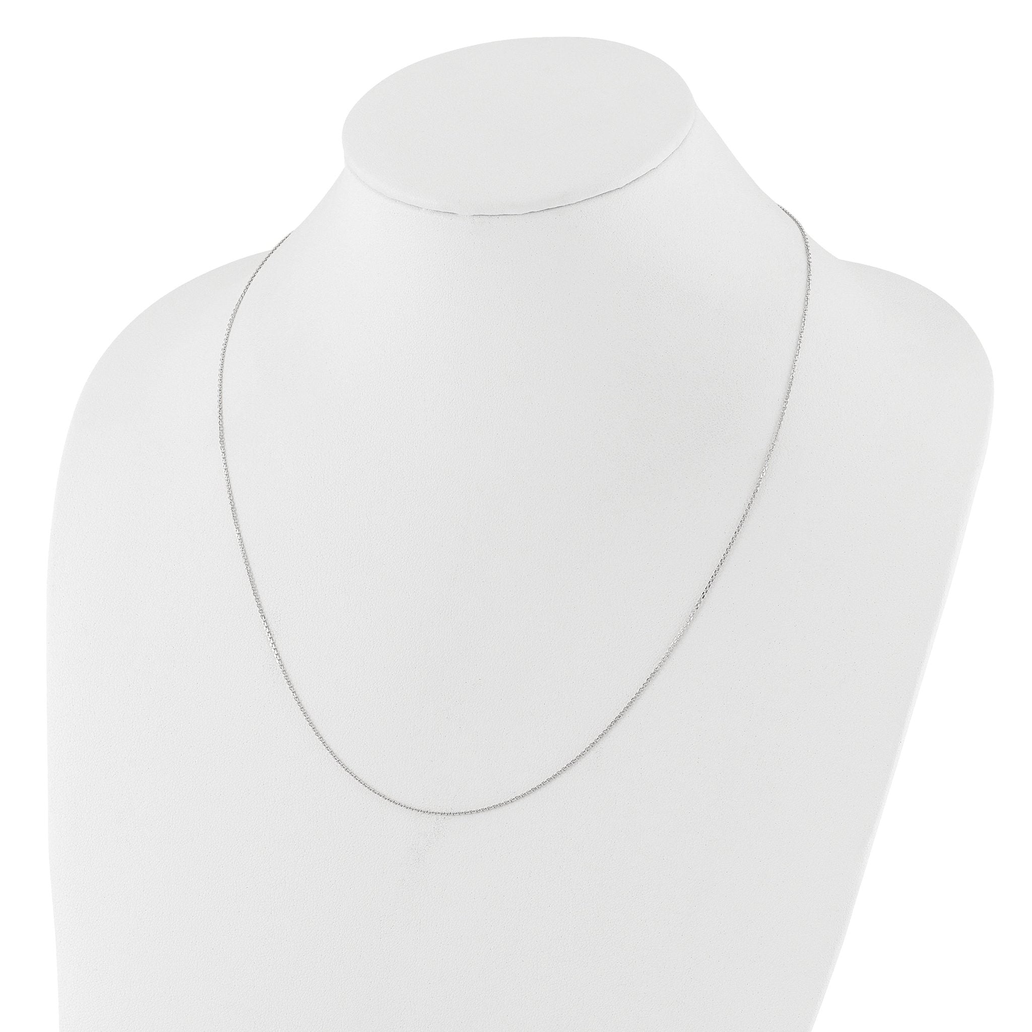 14K White Gold Adjustable  1.1mm D/C Cable Chain