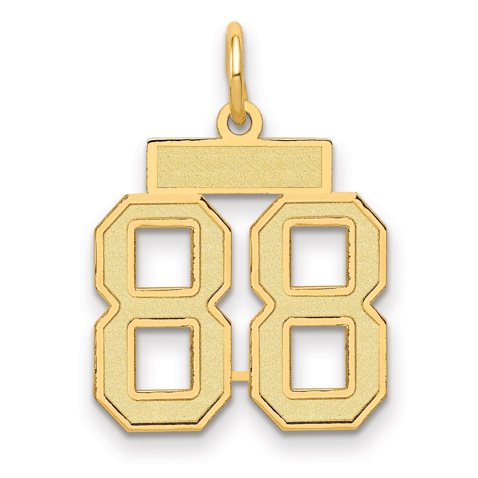14K Gold Satin Number 88 Charm with Brushed Finish  Small & Elegant Main image