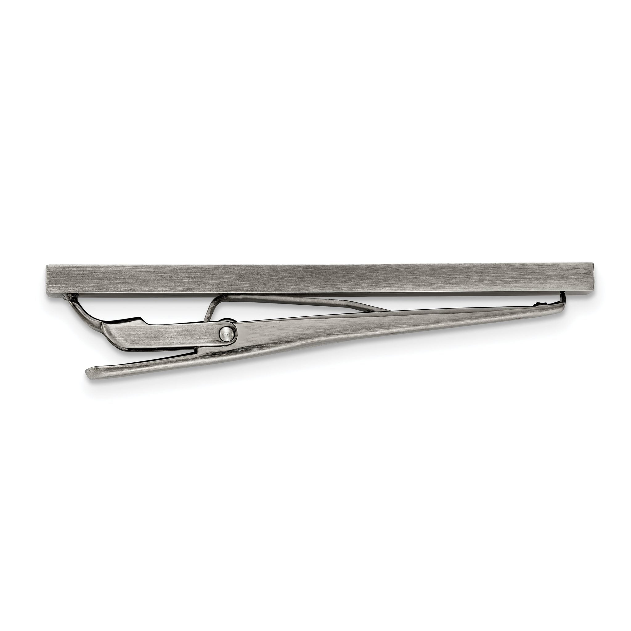 Chisel Stainless Steel Antiqued White Bronze Plated and Brown IP-plated Tie Bar Secondary image