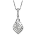 Sophia Jewelers Sterling Silver CZ Teardrop Necklace with Polished Finish