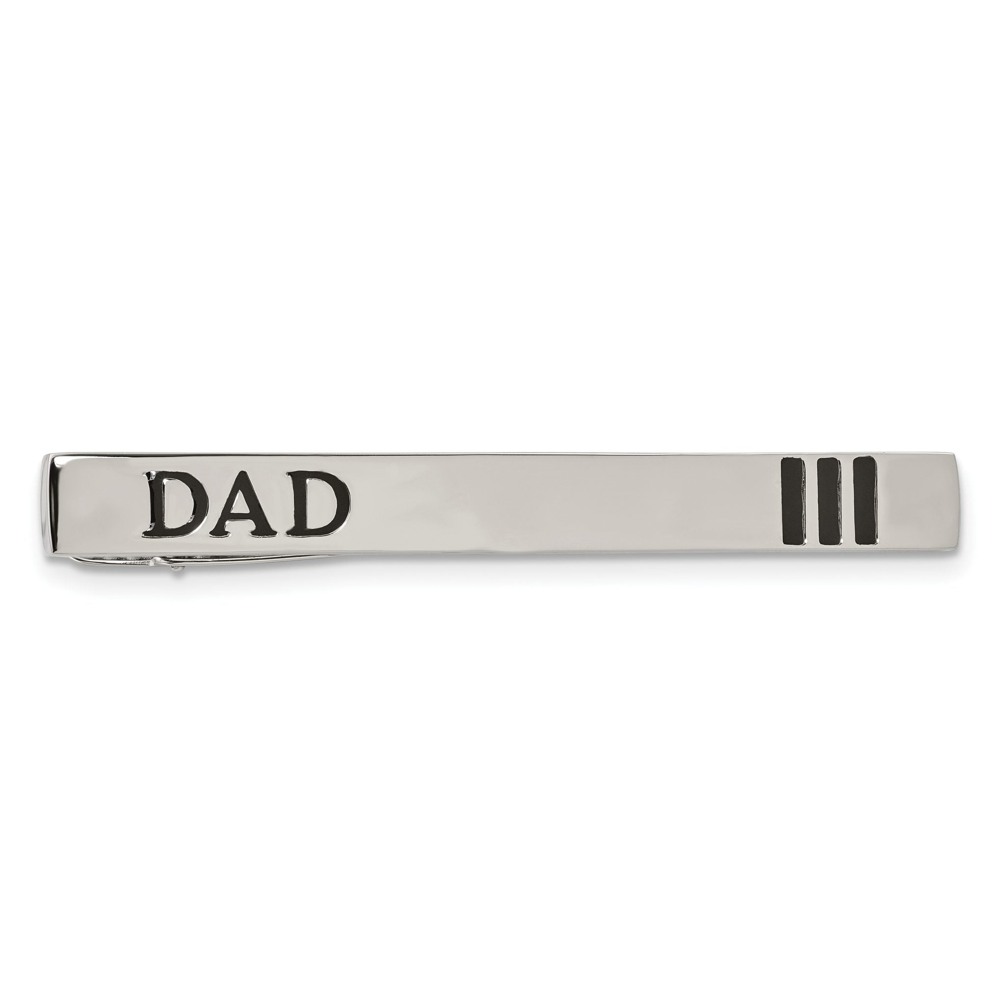 Chisel Stainless Steel Dad Tie Bar with Engravable Polished Black Enamel Main image