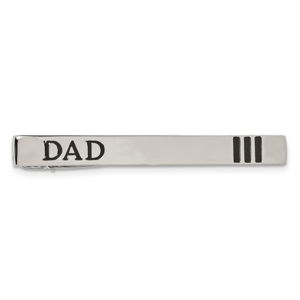 Chisel Stainless Steel Dad Tie Bar with Engravable Polished Black Enamel