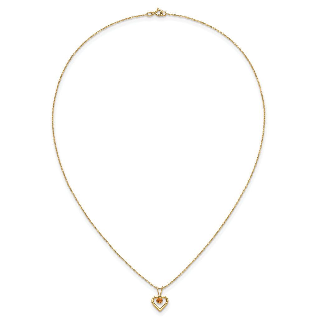 10k Madi K 3mm Citrine Heart Birthstone Necklace