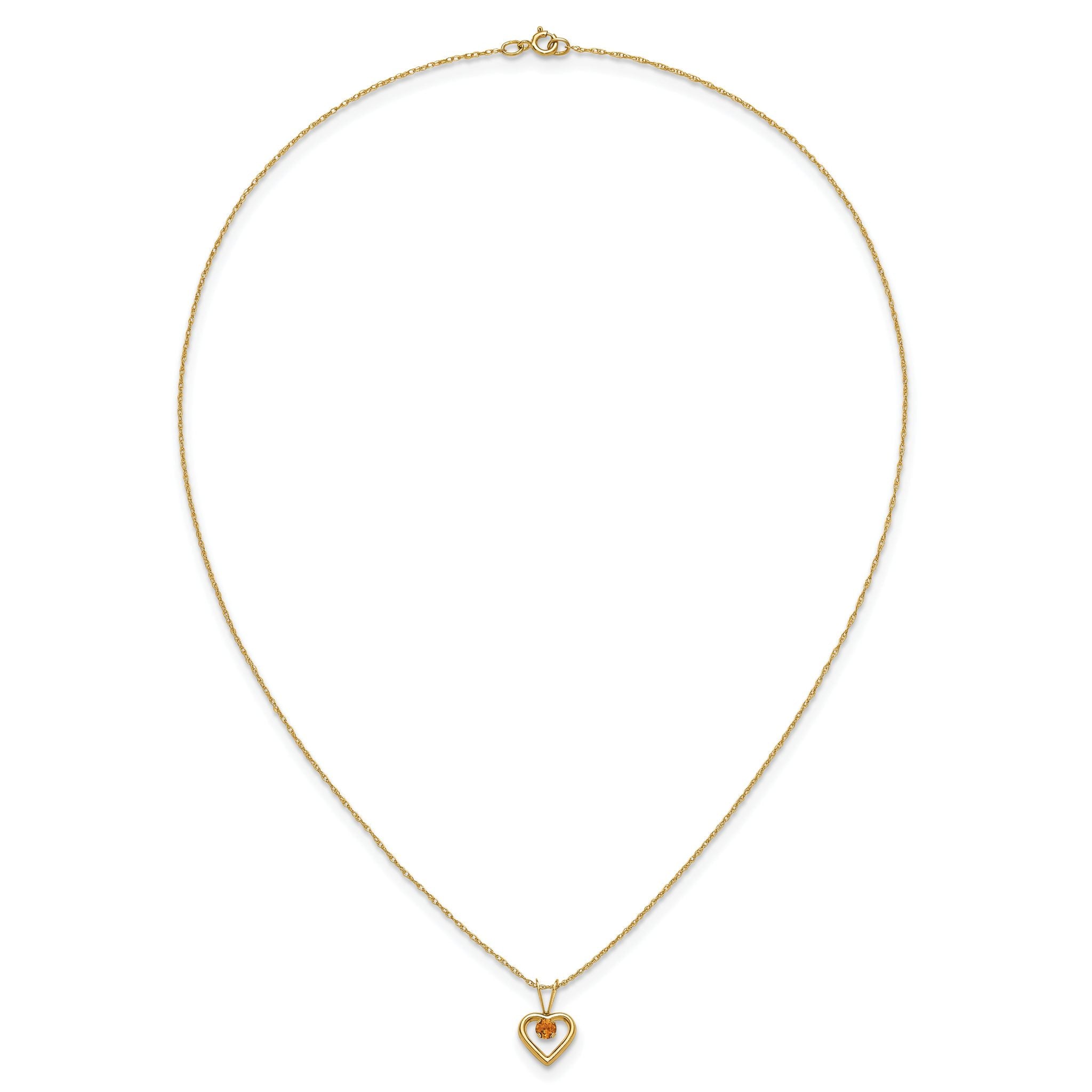 10k Madi K 3mm Citrine Heart Birthstone Necklace