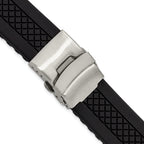 Diver's Style Watch Band in Black Silicone Rubber, 20mm