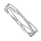 Sterling Silver Rhodium-Plated CZ CriSterling Silver CroSterling Silver Bangle Bracelet