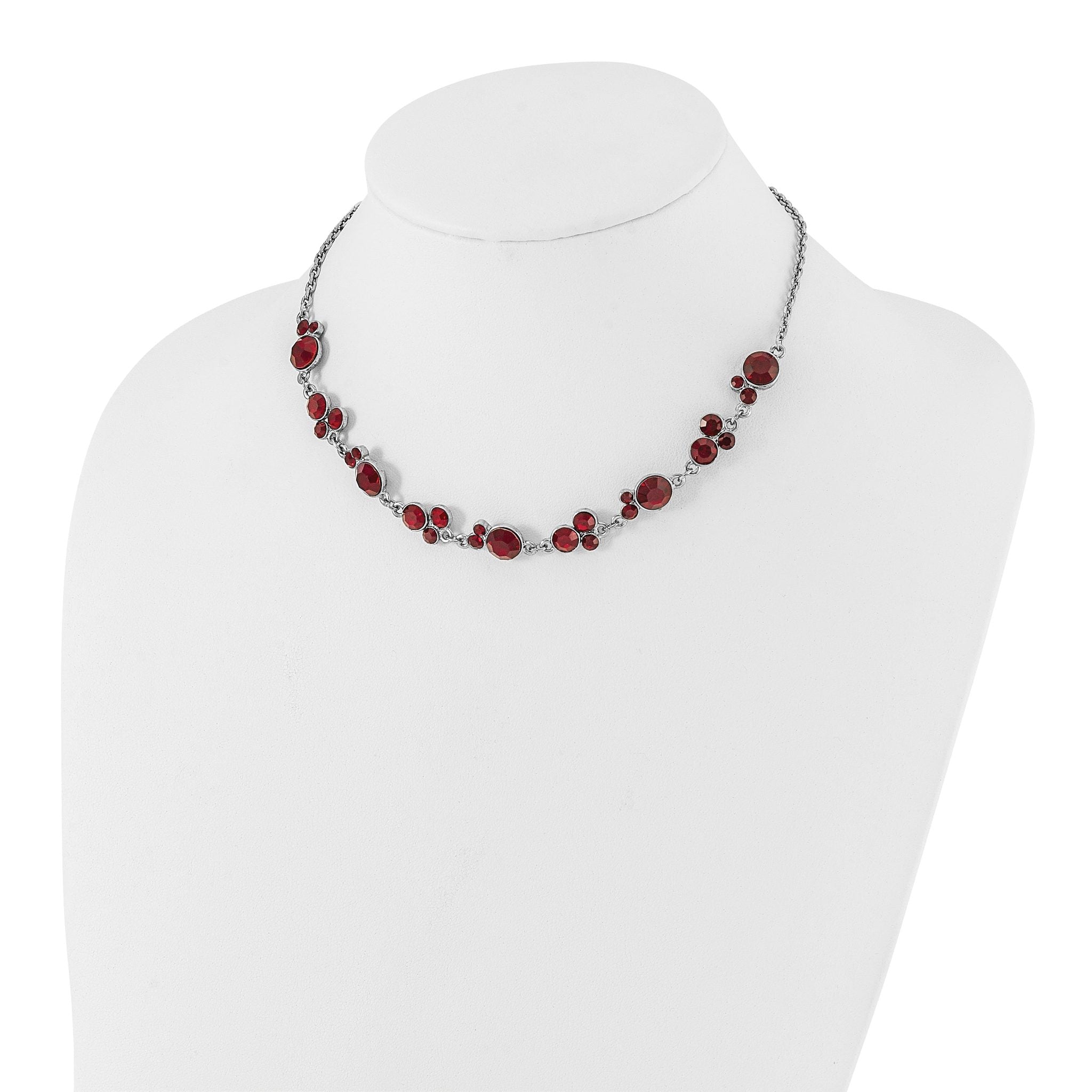 1928 Jewelry Silver-tone Red Epoxy Faceted Stone 16 inch Necklace with 3 inch extension Secondary image