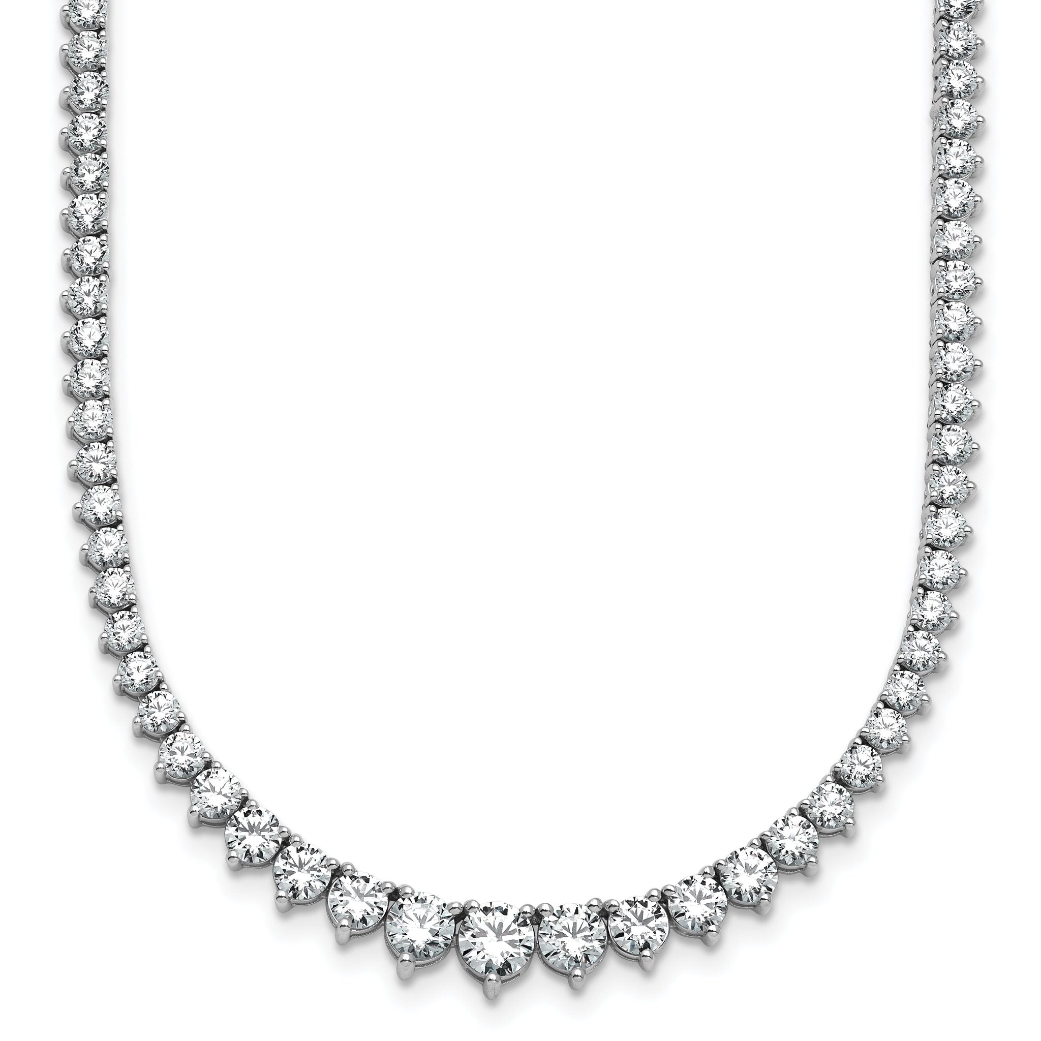 14k White Gold 10 carat Lab Grown Diamond VS/SI+ G+ Complete Round 16 inch Graduated Tennis Necklace