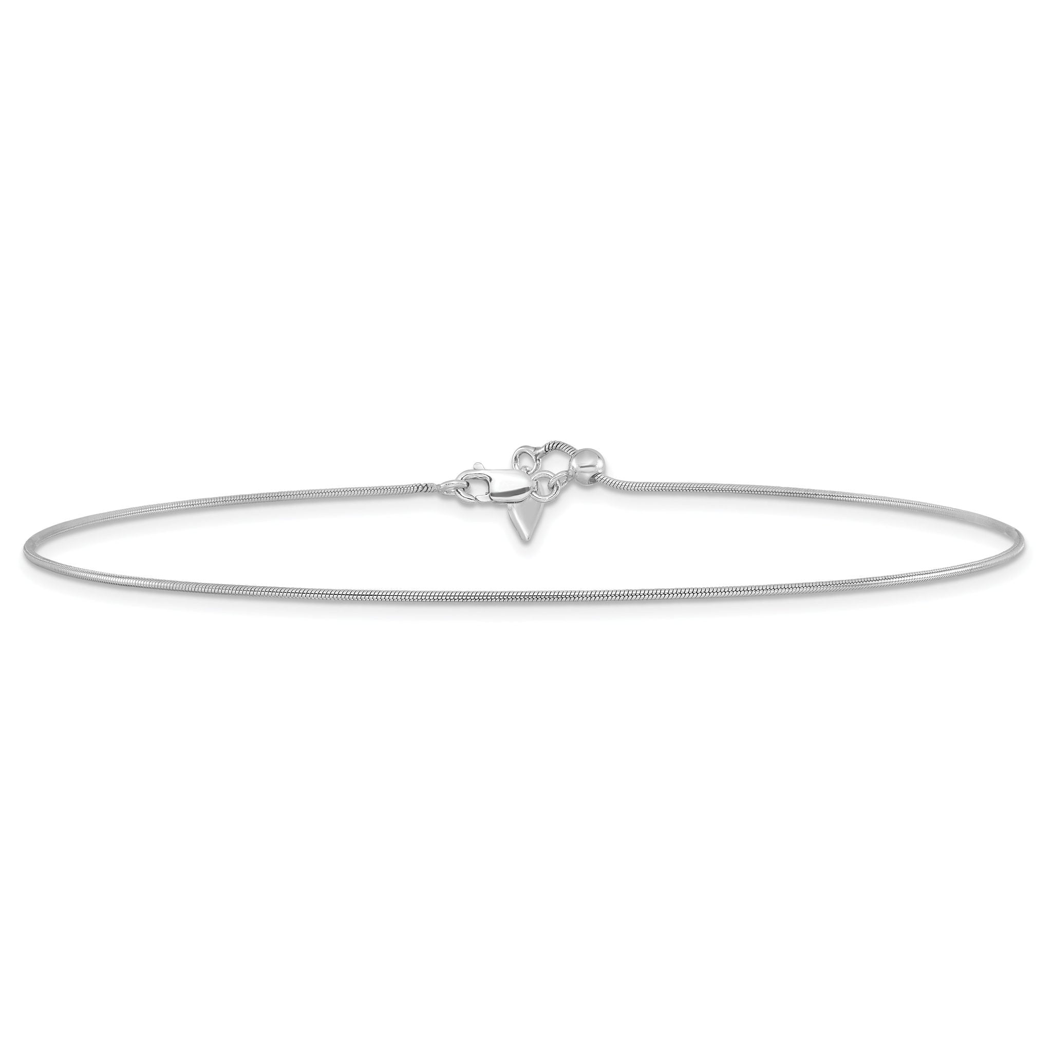 Sterling Silver RH-plated Adjustable Snake Chain Anklet