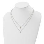 Sterling Silver Rose-Tone 2-strand Moon and Star w/1in ext Necklace