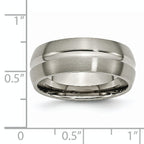Grooved Wedding Band in Titanium, 8mm