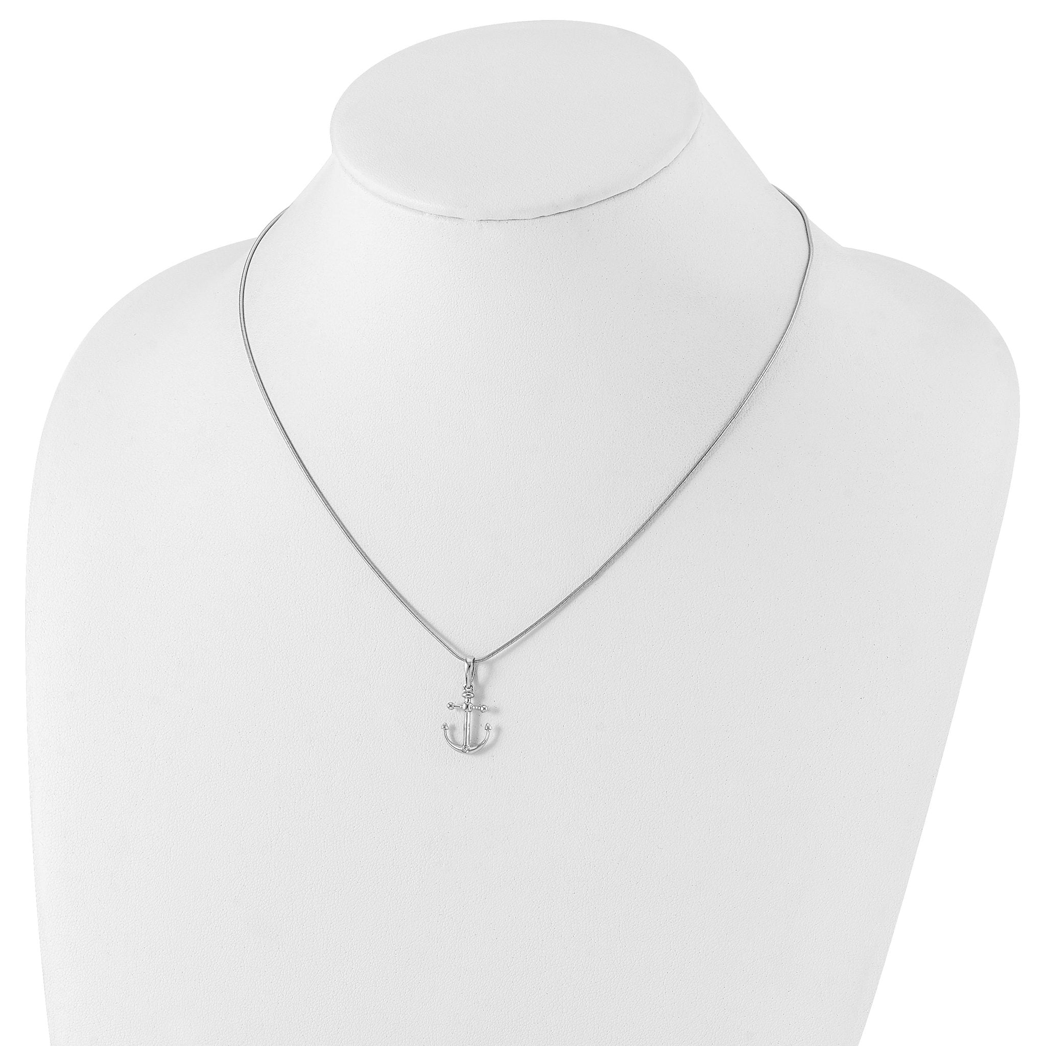 Sophia Jewelers Sterling Silver Diamond Anchor Necklace with Extender Gift Ready