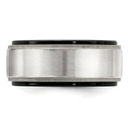 Edward Mirell Black Ti & Sterling Silver Satin & Polished Milgrain Ring