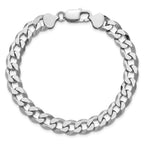 Sterling Silver Rhodium-plated 8.5mm Beveled Curb Chain