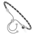 Adjustable Sterling Silver Ruthenium-Plated Diamond-Cut Bracelet by Sophia Jewelers