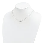 Sterling Silver Rhodium-plated With  2in ext. Sideways Cross Necklace