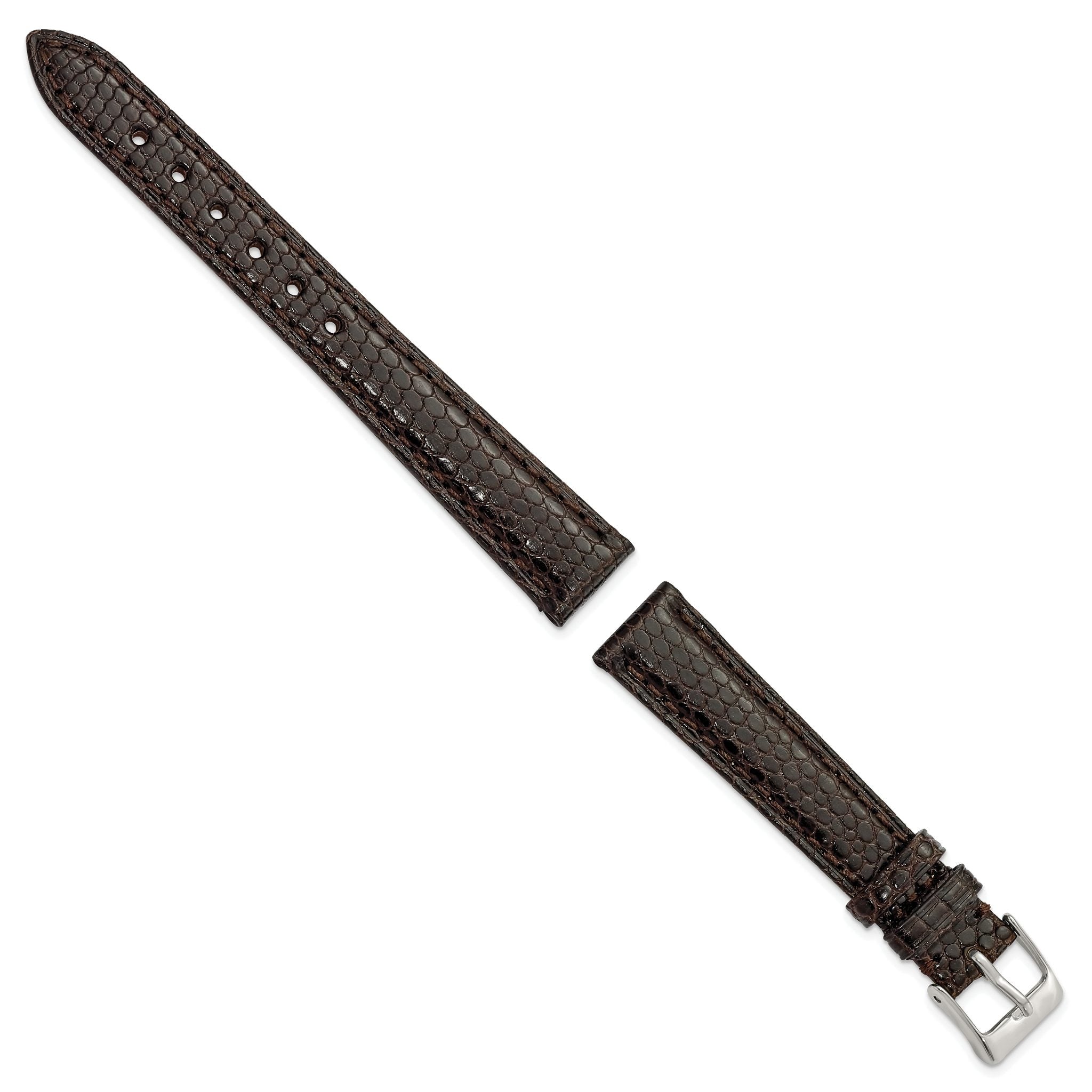 Genuine Lizard Leather Watch Band in Brown, 20mm