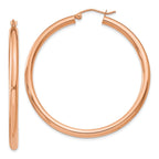 14K Rose Gold Lightweight Polished Hoop Earrings for Women