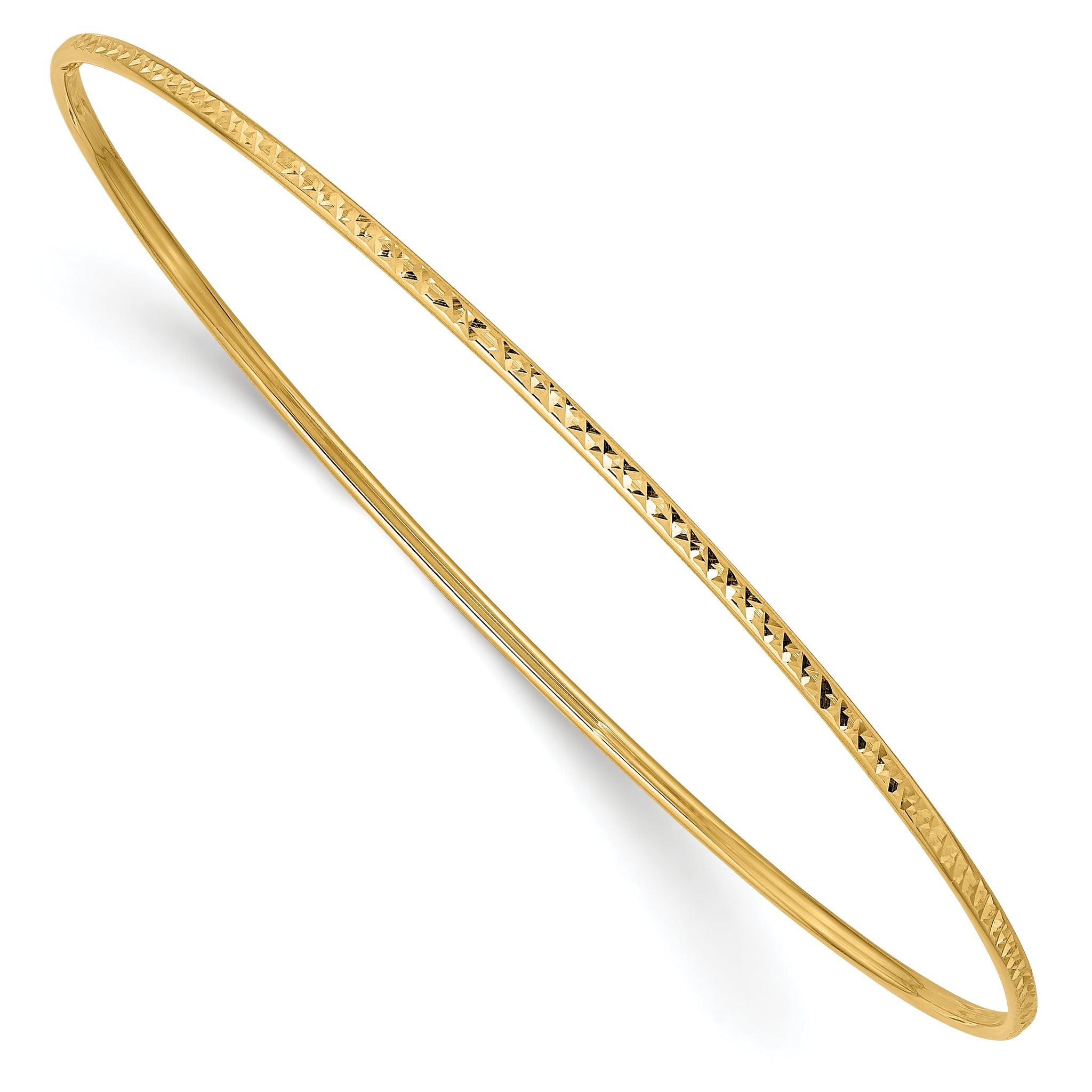 14K Gold Women's Diamond-Cut Bangle Bracelet with Polished Finish Elegant and TimeleSterling Silver Design