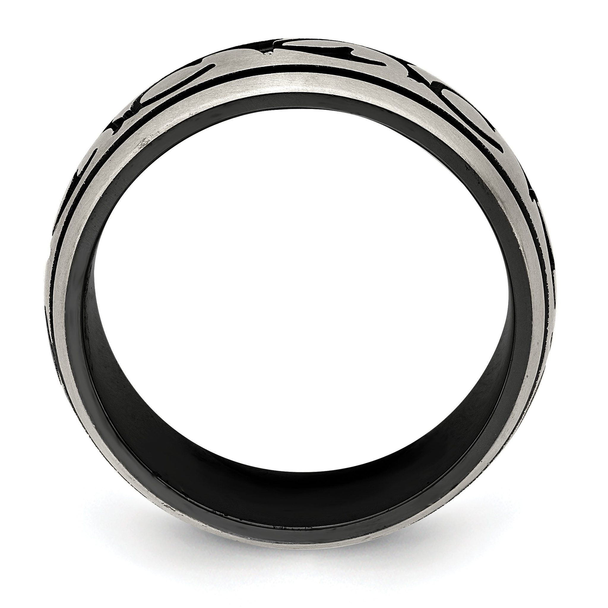 Black & Grey Brushed Wedding Band in Titanium, 10mm Secondary image