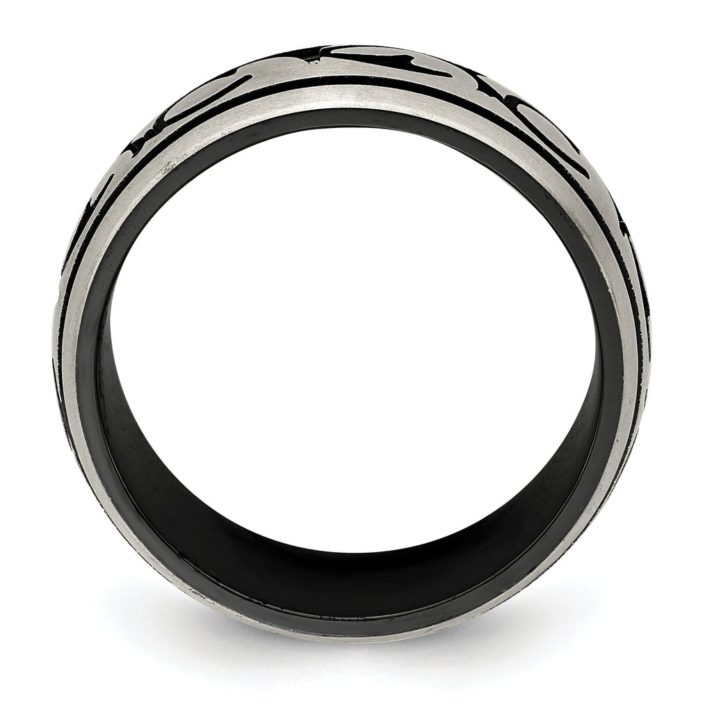 Black & Grey Brushed Wedding Band in Titanium, 10mm
