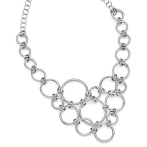 Fancy Link Collar Necklace in Sterling Silver, Diamond-Cut, 18.5 Inch - Sophia Jewelers
