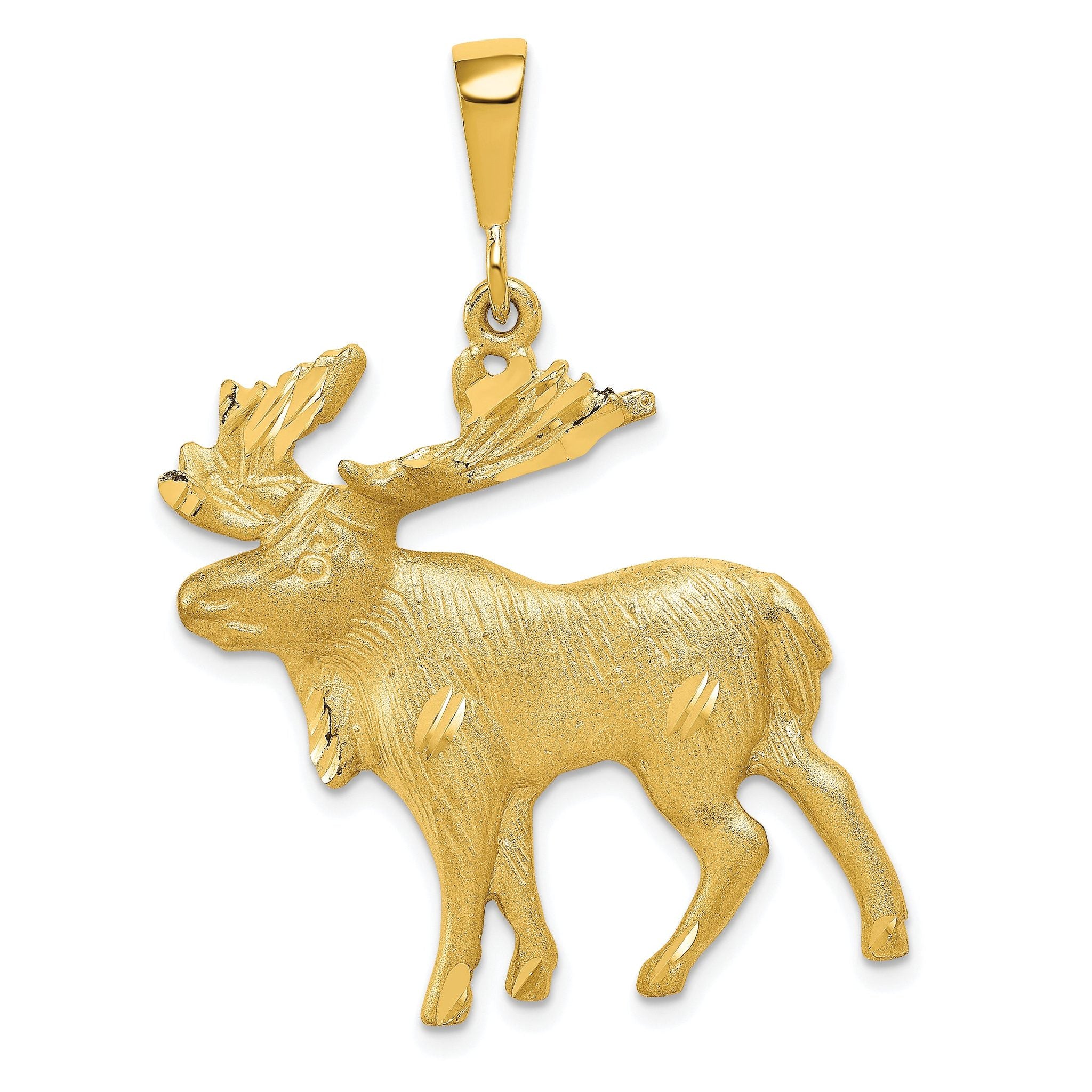 10K Gold Moose Charm Pendant with Polished Solid Finish