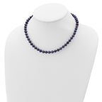 Sterling Silver Rhodium-plated 6-7mm Black Near-Round Freshwater Cultured Pearl 16 inch Necklace