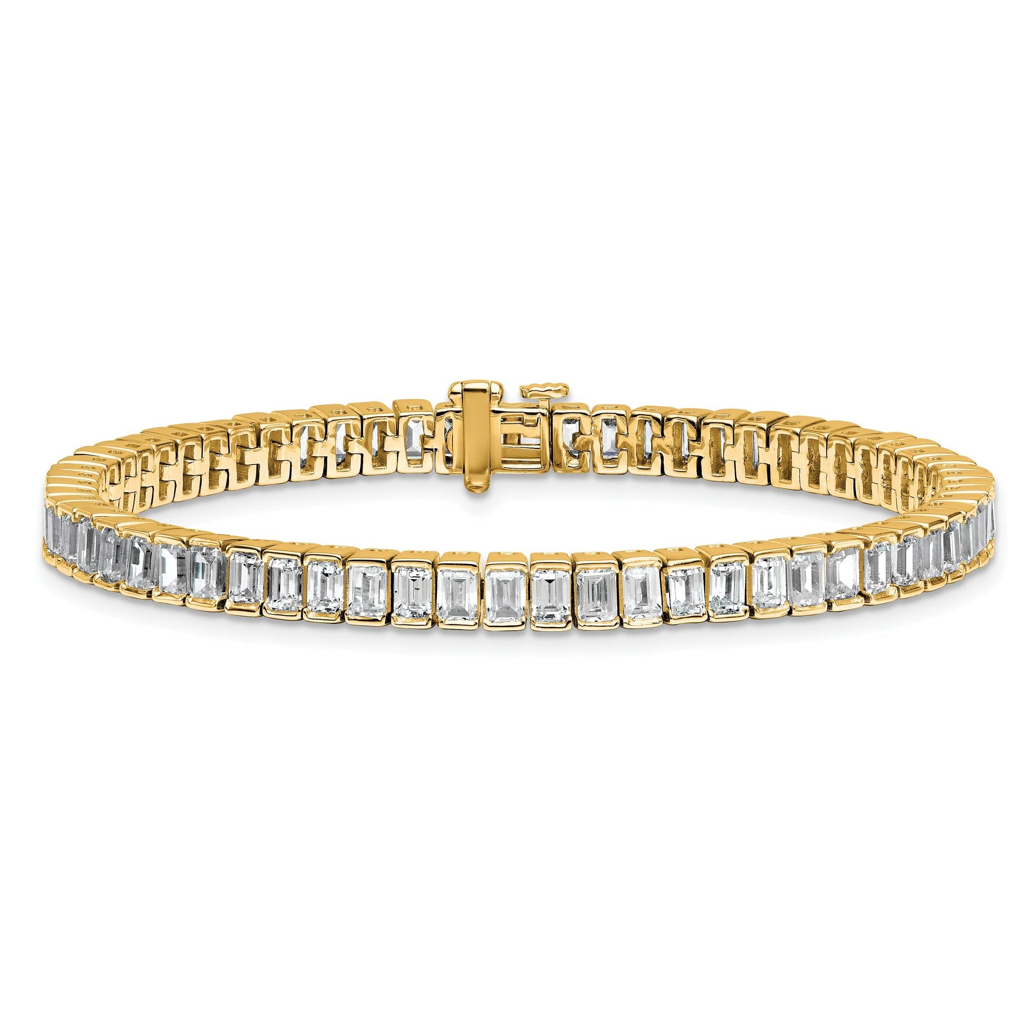 14k 10 carat Lab Grown Diamond VS+ F+ Complete Emerald Bezel Set Tennis Bracelet