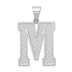Sterling Silver 925 Letter M Pendant with Rhodium-Plated Solid Design