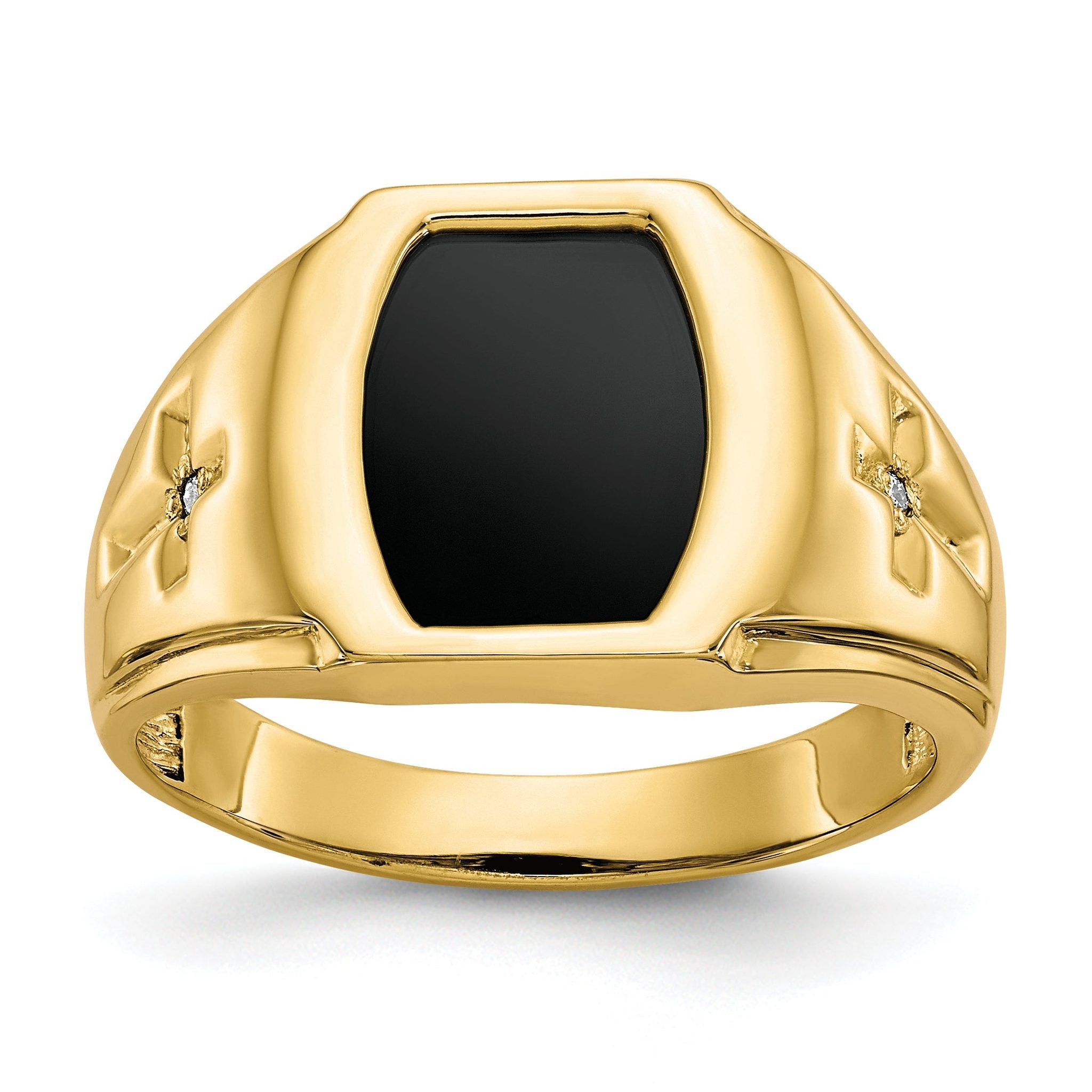 10k Onyx & .01ct Diamond Mens Cross Ring Main image
