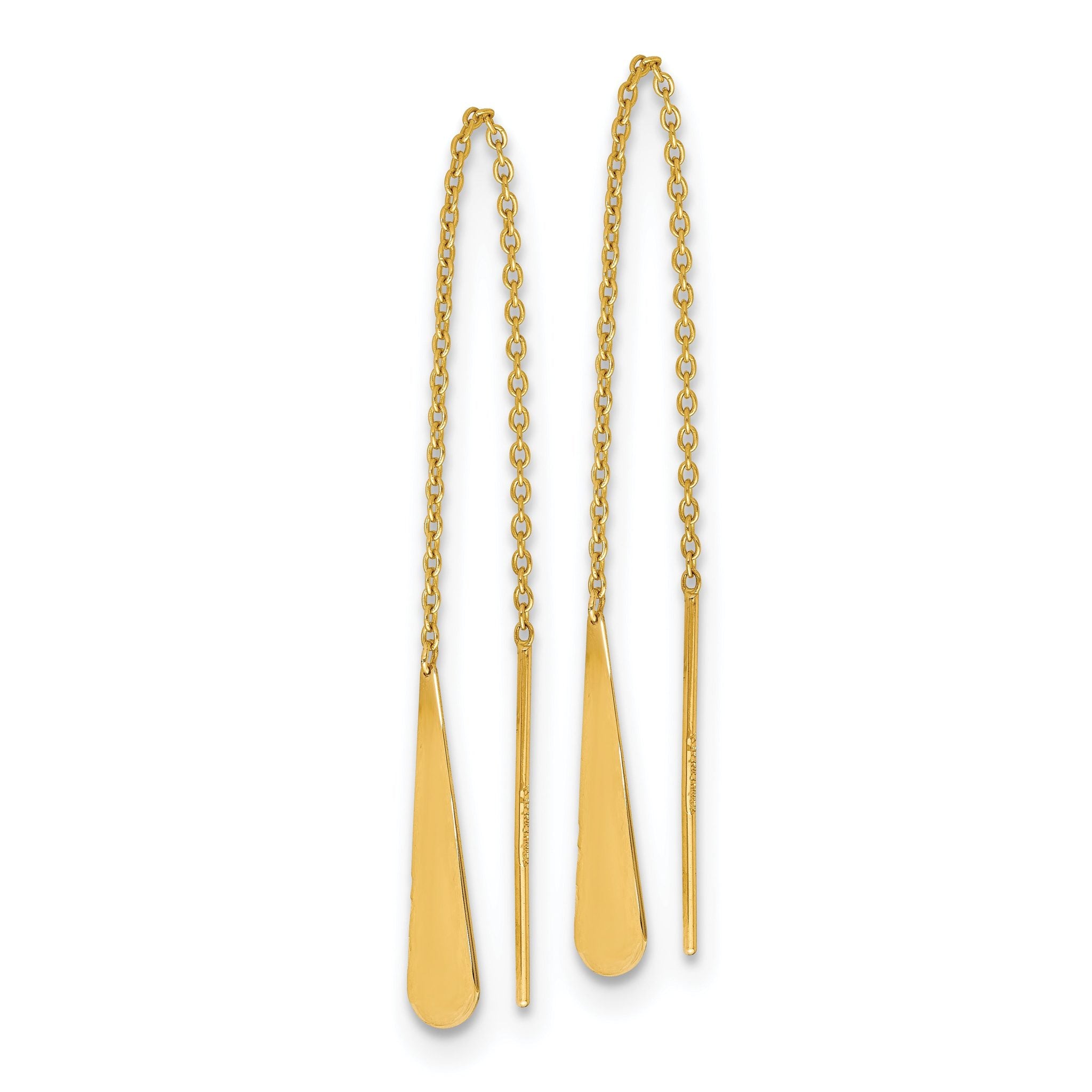 14K Polished Tear Drop Threader Earrings Secondary image