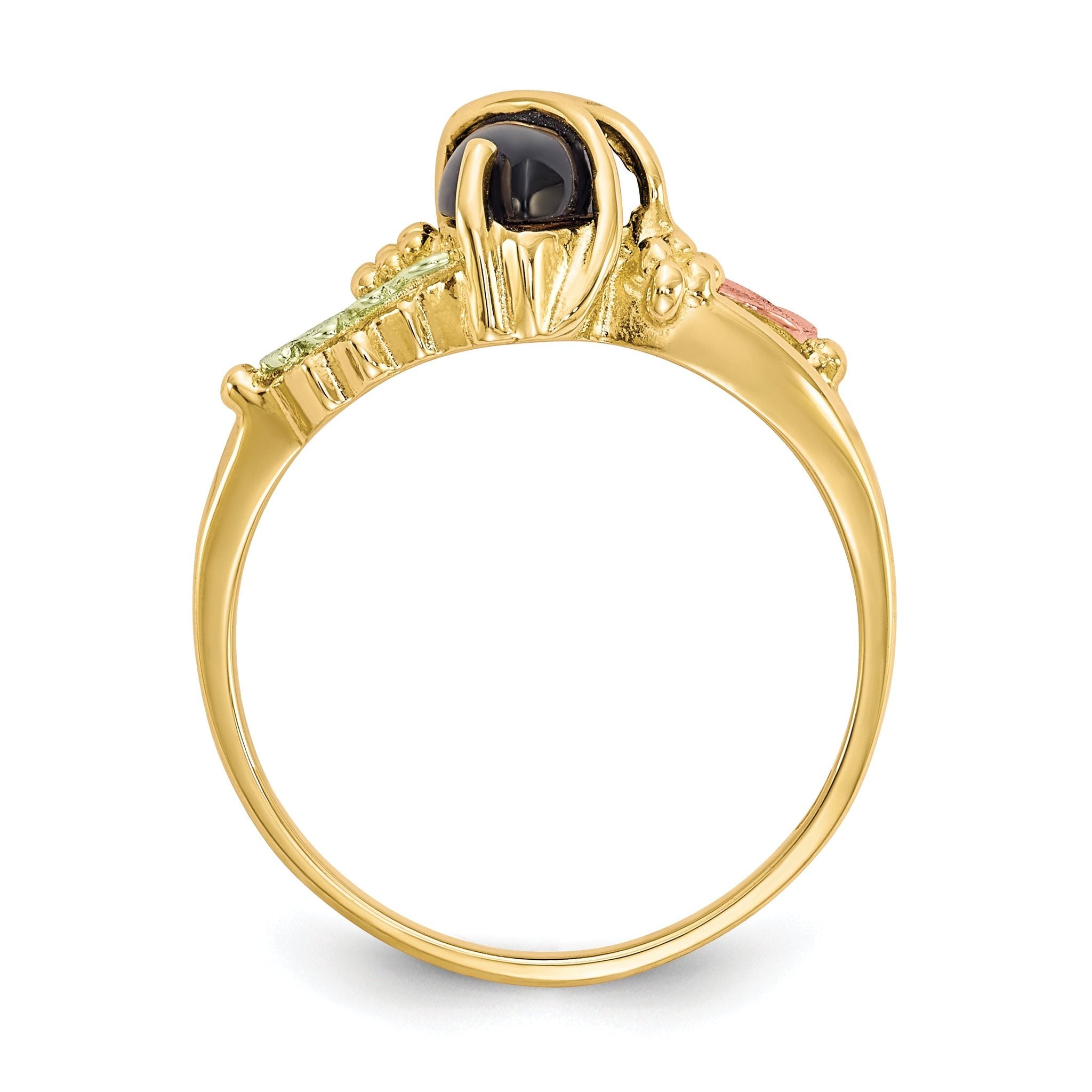 10k Tri-color Black Hills Gold Onyx Ring Secondary image