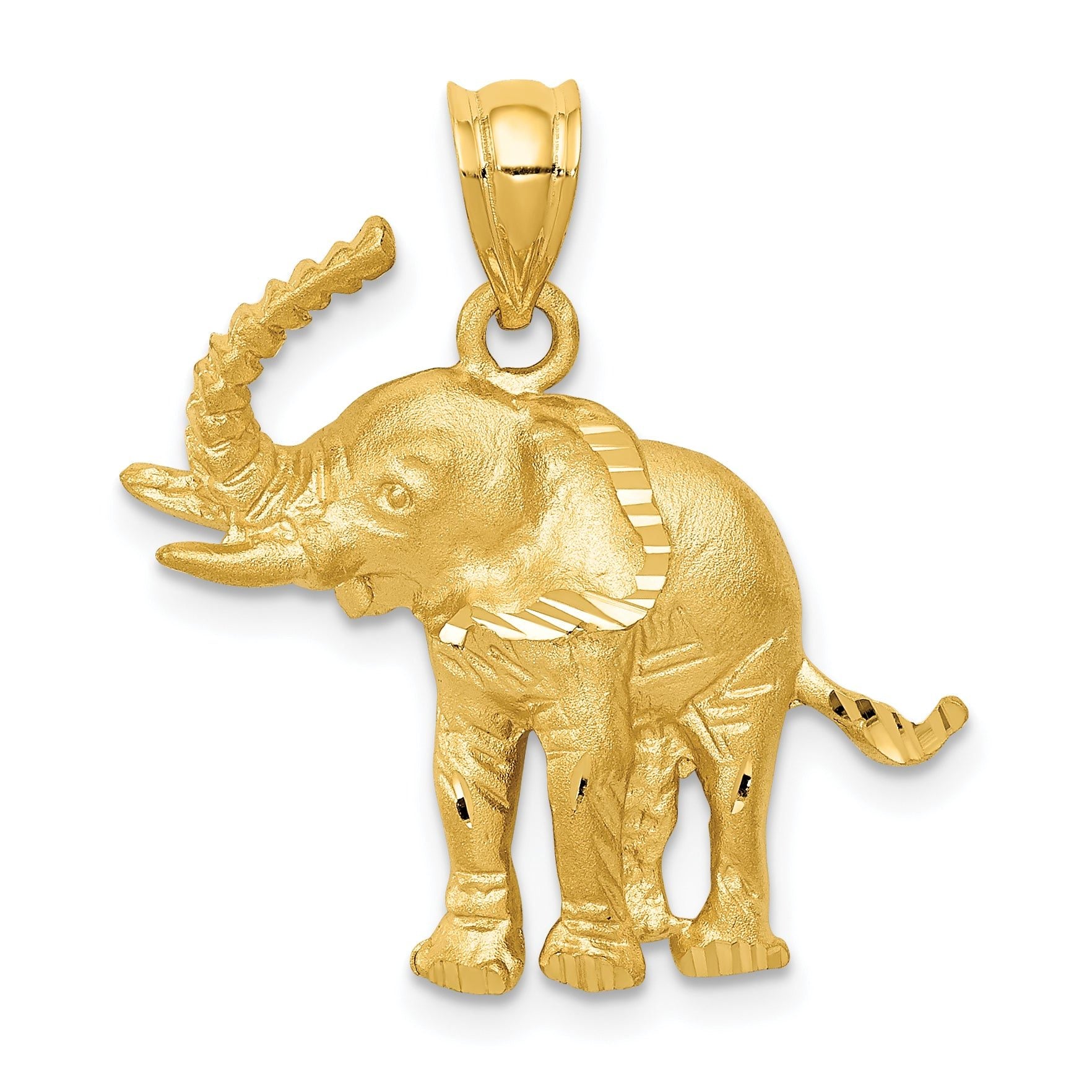 14K Yellow Gold Elephant Pendant for Men Solid and Casted