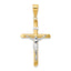 14K Two-Tone Gold Hollow Crucifix Pendant with Polished Finish
