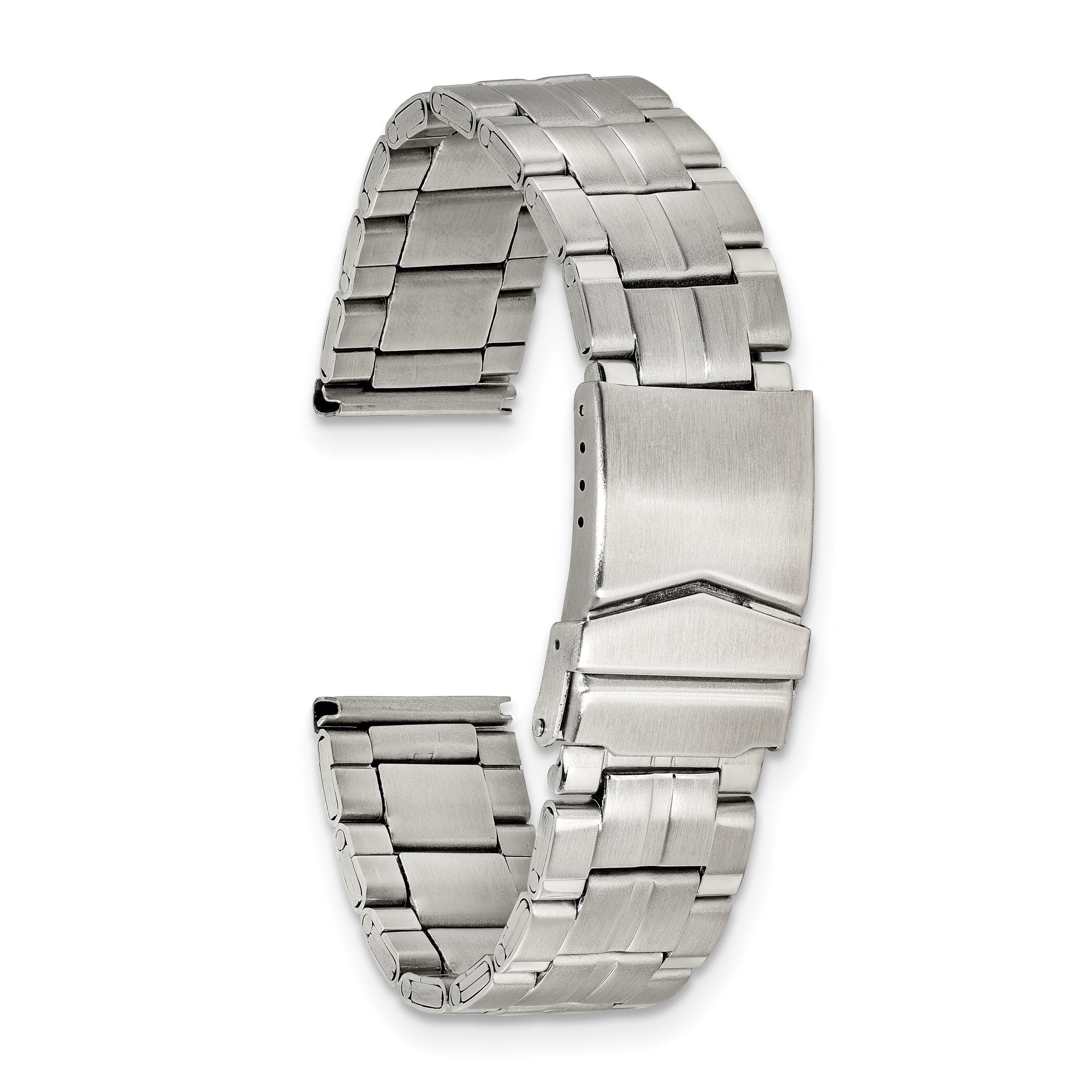 Folded Link Watch Band in Stainless Steel, 22mm