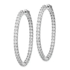 Sterling Shimmer Sterling Silver Rhodium-plated 78 Stone 2.5mm CZ In and Out Oval Hinged Hoop Earrings