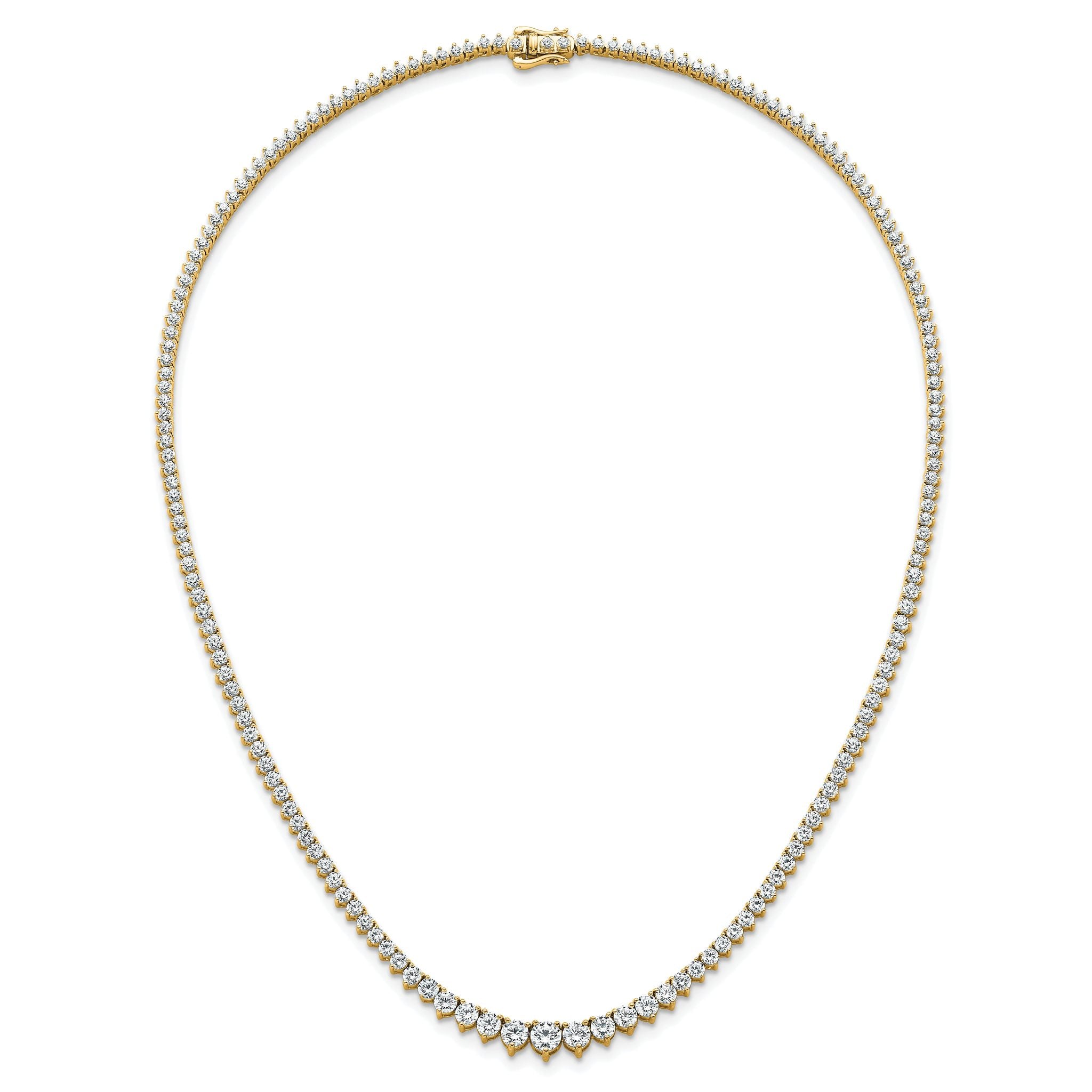 14k 10 7/8 carat Lab Grown Diamond VS/SI+ G+ Complete Round 18 inch Graduated Tennis Necklace