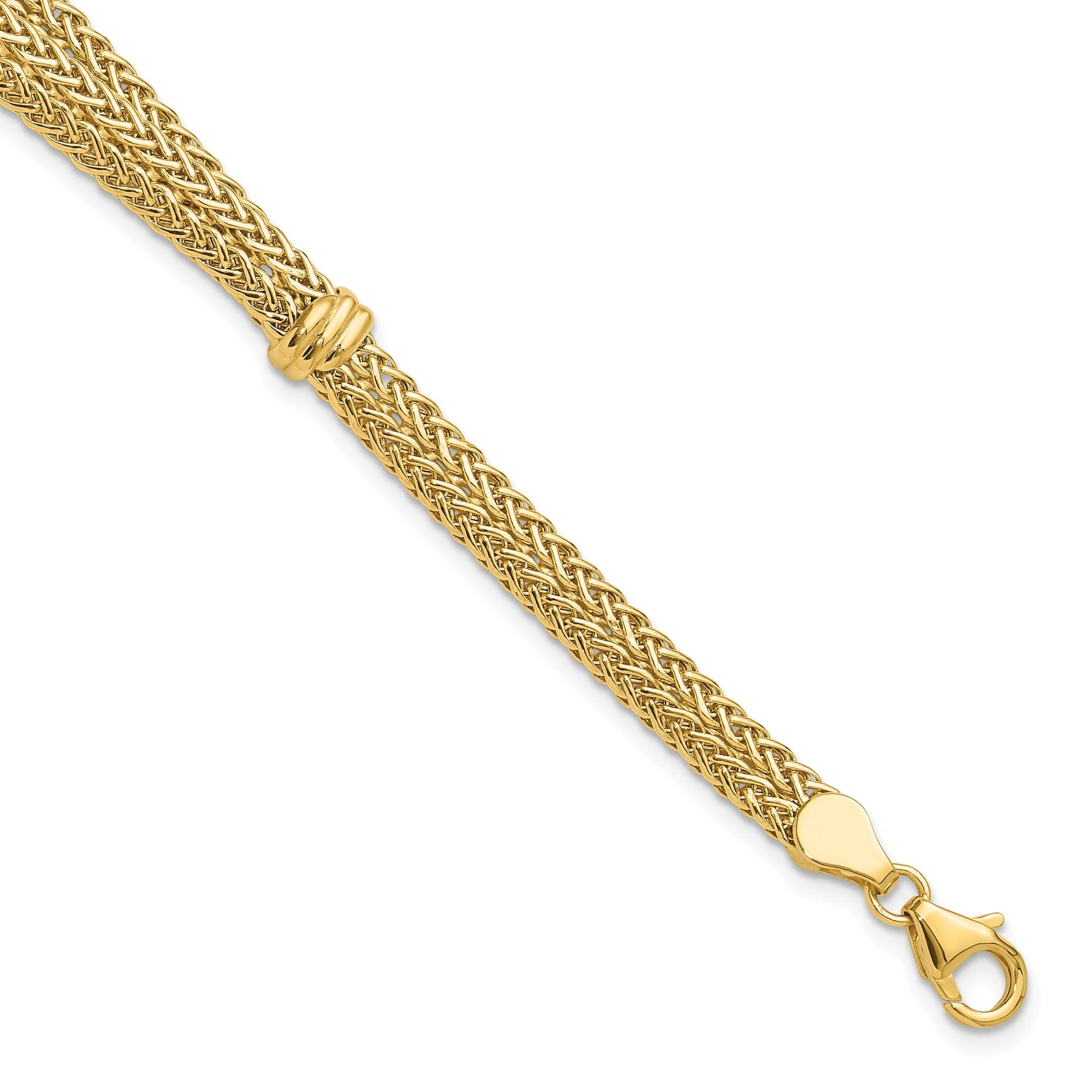 14K Polished and Textured Fancy Bracelet