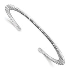 Sterling Silver 925 Women's Polished Hammered Open Bangle Bracelet
