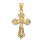 14K Gold Rhodium-Plated Diamond-Cut Cross Charm Elegant and Solid Design