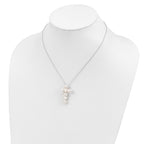 Sterling Silver Rhodium-plated 6-7mm White Button Freshwater Cultured Pearl Cross 17 inch Necklace