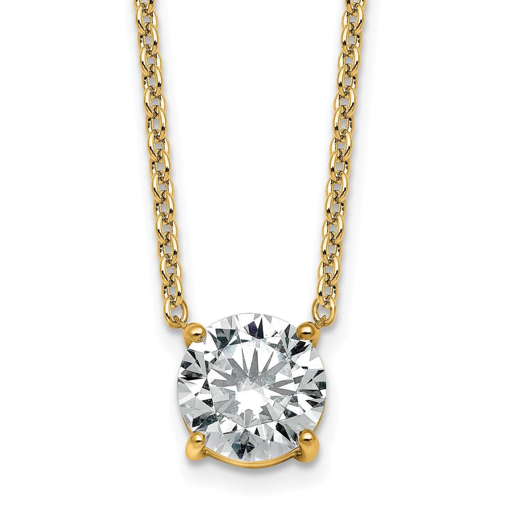 14k 3 carat Lab Grown Diamond VS+ F+ Round Complete Four Prong 18 inch Solitaire Necklace