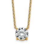 14k 3 carat Lab Grown Diamond VS+ F+ Round Complete Four Prong 18 inch Solitaire Necklace