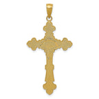 14K Gold INRI Crucifix Fleur de Lis Pendant with Polished Textured Finish 45mm
