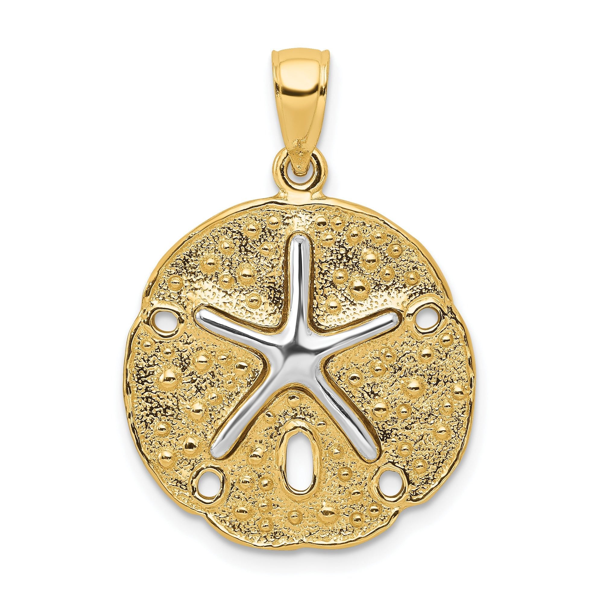 14K Two-Tone Gold Sand Dollar Starfish Pendant with Polished Finish Main image
