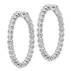 Sterling Shimmer Sterling Silver Rhodium-plated 52 Stone 2.3mm CZ In and Out Round Hinged Hoop Earrings