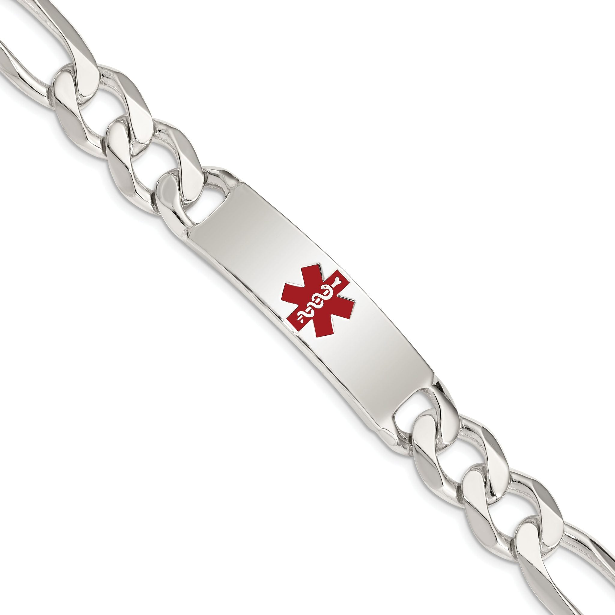 Sterling Silver Polished Medical Figaro Anchor Link ID Bracelet Main image