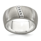 Edward Mirell Titanium and Silver Two-Tone Diamond Wedding Band